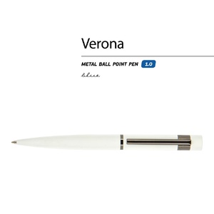 Ручка "Verona" шариковая автоматическая, белый металлический корпус, 1.0 мм, синяя OA-20-0243 фото 3