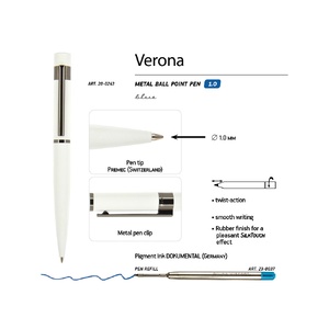 Ручка "Verona" шариковая автоматическая, белый металлический корпус, 1.0 мм, синяя OA-20-0243 фото 4