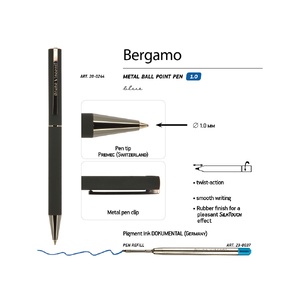 Ручка "Bergamo" шариковая автоматическая, черный металлический корпус, 0.7 мм, синяя OA-20-0244 фото 4