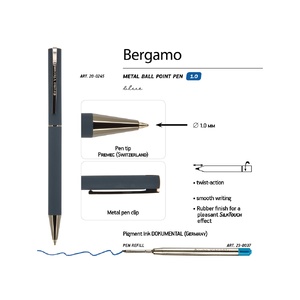 Ручка "Bergamo" шариковая автоматическая, синий металлический корпус, 0,7 мм, синяя OA-20-0245 фото 4