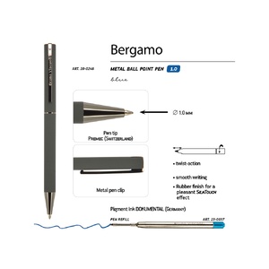 Ручка "Bergamo" шариковая автоматическая, серый металлический корпус, 0,7 мм, синяя OA-20-0246 фото 4