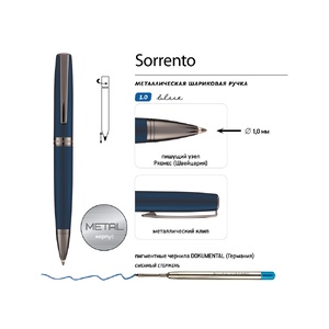 Ручка металлическая шариковая "Sorrento", синий матовый OA-20-0333 фото 4