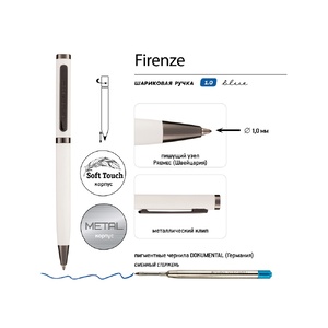 Ручка "Firenze" шариковая автоматическая софт-тач, белая OA-20-0335 фото 4