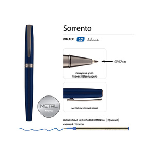Ручка металлическая роллер  "Sorrento", синий матовый OA-20-0348 фото 4