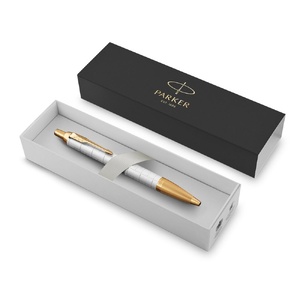 Шариковая ручка Parker IM Premium K318  Pearl GT, стержень: M, цвет чернил: blue, в подарочной упаковке. белый, золотистый OA-2143643 фото 3