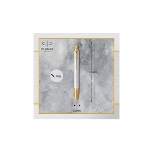 Шариковая ручка Parker IM Premium K318  Pearl GT, стержень: M, цвет чернил: blue, в подарочной упаковке. белый, золотистый OA-2143643 фото 5