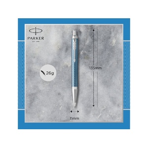 Шариковая ручка Parker IM Premium K318  Blue Grey CT, стержень: M, цвет чернил: blue, в подарочной упаковке. голубой, серебристый OA-2143645 фото 9