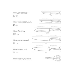 Набор из 5 кухонных ножей, ножниц и блока для ножей с ножеточкой, NADOBA, серия URSA стальной, черный, бежевый OA-247261 фото 4