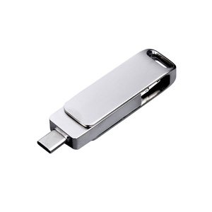 USB 2.0-флешка на 32 Гб поворотный механизм, c дополнительным разъемом Micro USB с одноцветным металлическим клипом серебристый OA-2610.32.00 фото 3