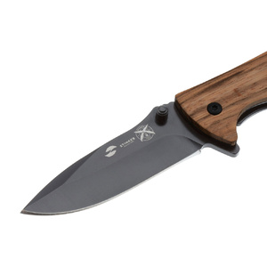 Нож складной Stinger, 80 мм, (чёрный), материал рукояти: сталь/эбеновое дерево (коричневый) коричневый, черный OA-441164 фото 5