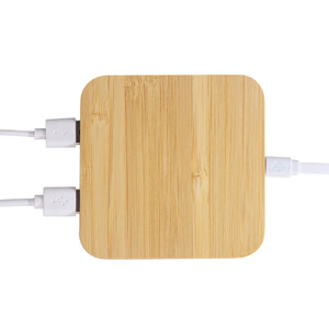 USB-хаб с беспроводной зарядкой из бамбука Plato натуральный OA-591075 фото 10