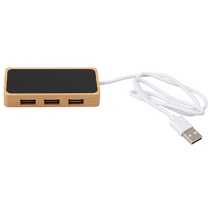 USB хаб с подсветкой лого «Reedia S5», 3*USB, 1*Type C, бамбук, черный черный/натуральный OA-5911007 фото 3