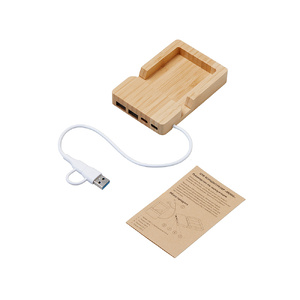 USB хаб «Memo», 2*USB, 2*Type C, бамбук натуральный OA-5911019 фото 3