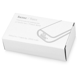 Портативное зарядное устройство (power bank) Basis, 2000 mAh, оранжевый белый/оранжевый OA-592408 фото 5