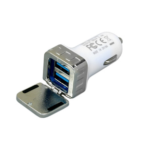 Автомобильная зарядка CC-03, 2 USB порта, квадратное основание для логотипа, серебро серебристый OA-6024.00 фото 3