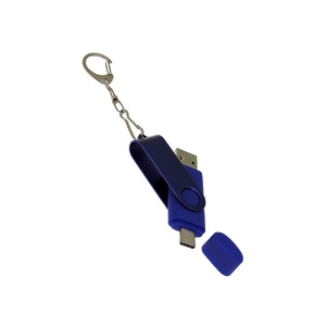USB-флешка на 16 Гб 2 в 1 поворотный механизм, c дополнительным разъемом Type-C с одноцветным металлическим клипом, синий OA-6137.16.02 фото 5