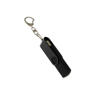 USB-флешка на 16 Гб 2 в 1 поворотный механизм, c дополнительным разъемом Type-C с одноцветным металлическим клипом, черный OA-6137.16.07 фото 3