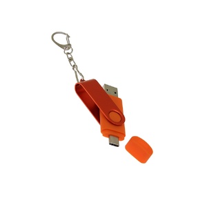 USB-флешка на 16 Гб 2 в 1 поворотный механизм, c дополнительным разъемом Type-C с одноцветным металлическим клипом, оранжевый OA-6137.16.08 фото 5