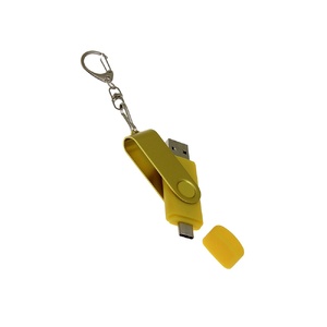 USB-флешка на 32 Гб 2 в 1 поворотный механизм, c дополнительным разъемом Type-C с одноцветным металлическим клипом, желтый OA-6138.32.04 фото 5