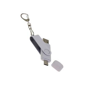 USB-флешка на 32 Гб 2 в 1 поворотный механизм, c дополнительным разъемом Type-C с одноцветным металлическим клипом, белый OA-6138.32.06 фото 5