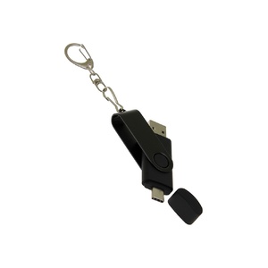 USB-флешка на 32 Гб 2 в 1 поворотный механизм, c дополнительным разъемом Type-C с одноцветным металлическим клипом, черный OA-6138.32.07 фото 5