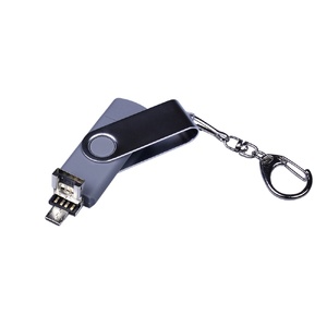 USB-флешка на 16 Гб поворотный механизм, c двумя дополнительными разъемами MicroUSB и TypeC, серебро серебристый OA-6596.16.00 фото 4