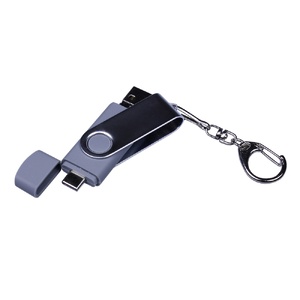 USB-флешка на 16 Гб поворотный механизм, c двумя дополнительными разъемами MicroUSB и TypeC, серебро серебристый OA-6596.16.00 фото 5