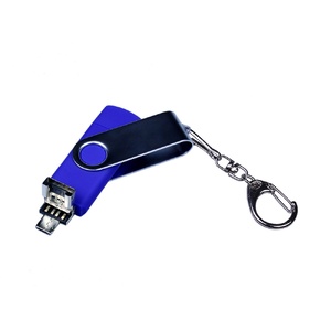 USB-флешка на 16 Гб поворотный механизм, c двумя дополнительными разъемами MicroUSB и TypeC, синий OA-6596.16.02 фото 4