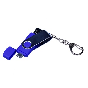 USB-флешка на 16 Гб поворотный механизм, c двумя дополнительными разъемами MicroUSB и TypeC, синий OA-6596.16.02 фото 5