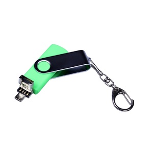 USB-флешка на 16 Гб поворотный механизм, c двумя дополнительными разъемами MicroUSB и TypeC, зеленый OA-6596.16.03 фото 4