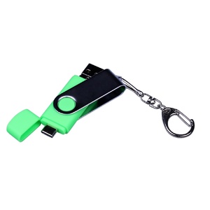 USB-флешка на 16 Гб поворотный механизм, c двумя дополнительными разъемами MicroUSB и TypeC, зеленый OA-6596.16.03 фото 5