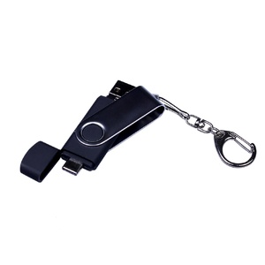 USB-флешка на 16 Гб поворотный механизм, c двумя дополнительными разъемами MicroUSB и TypeC, черный OA-6596.16.07 фото 5