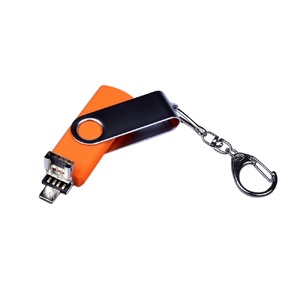 USB-флешка на 16 Гб поворотный механизм, c двумя дополнительными разъемами MicroUSB и TypeC, оранжевый OA-6596.16.08 фото 4