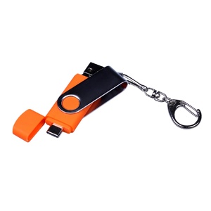 USB-флешка на 16 Гб поворотный механизм, c двумя дополнительными разъемами MicroUSB и TypeC, оранжевый OA-6596.16.08 фото 5