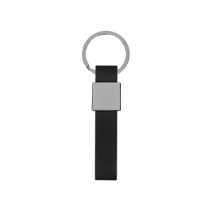 Брелок из металла и иск.кожи "Strap", серебристый/черный OA-701827 фото 3