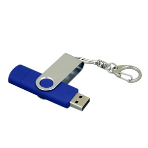 Флешка с  поворотным механизмом, c дополнительным разъемом Micro USB, 16 Гб, синий синий/серебристый OA-7030.16.02 фото 4