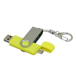 Флешка с  поворотным механизмом, c дополнительным разъемом Micro USB, 16 Гб, желтый желтый/серебристый OA-7030.16.04 фото 3