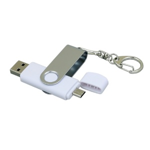 Флешка с  поворотным механизмом, c дополнительным разъемом Micro USB, 16 Гб, белый белый/серебристый OA-7030.16.06 фото 3