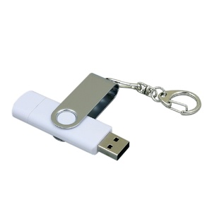 Флешка с  поворотным механизмом, c дополнительным разъемом Micro USB, 16 Гб, белый белый/серебристый OA-7030.16.06 фото 4
