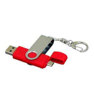 Флешка с  поворотным механизмом, c дополнительным разъемом Micro USB, 64 Гб, красный красный/серебристый OA-7030.64.01 фото 3