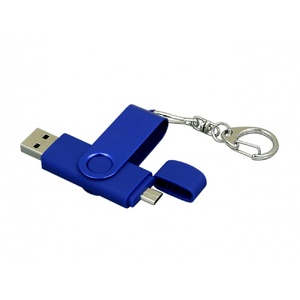Флешка с поворотным механизмом, c дополнительным разъемом Micro USB, 16 Гб, синий OA-7031.16.02 фото 3