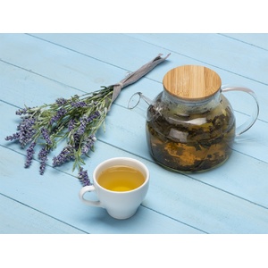 Стеклянный заварочный чайник Sencha с бамбуковой крышкой прозрачный, коричневая крышка OA-828140p фото 6