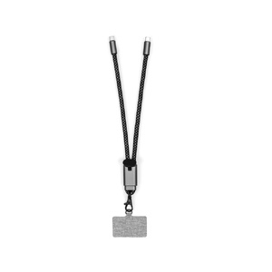 Ремешок-держатель для телефона с зарядным кабелем USB-C - USB-C «Lany Wristband Charge Eco», серый OA-832070 фото 3