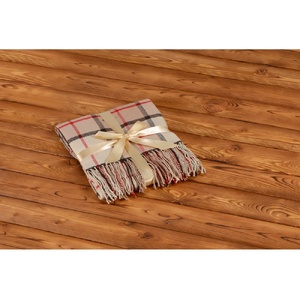 Плед акриловый в клетку Tartan, бежевый OA-838321 фото 8
