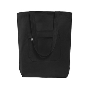 Сумка на молнии Zipper из хлопка 280 г c карманом на молнии спереди, черный OA-842407 фото 4