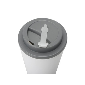 Пластиковый стакан Take away с двойными стенками и крышкой с силиконовым клапаном, 350 мл, белый/серый OA-873426.00 фото 4