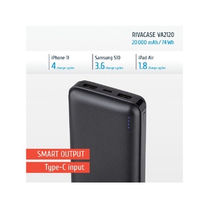 RIVACASE VA2120 (20000mAh), внешний аккумулятор /24 черный OA-94345 фото 17