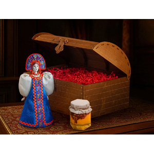 Подарочный набор: кукла фарфоровая, мед, синий OA-94750 фото 3