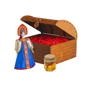 Подарочный набор: кукла фарфоровая, мед, синий OA-94750 фото 4