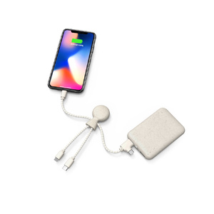 Портативное зарядное устройство "BioPack" c кабелем "Mr. Bio", 5000 mAh, белый OA-965111 фото 5